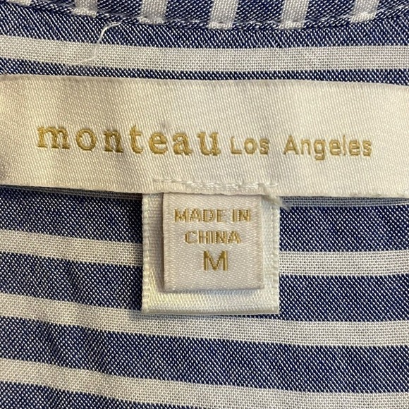 Monteau Los Angeles Midi Dress Blue White Striped Ruffles Women’s Size M… - Picture 6 of 7